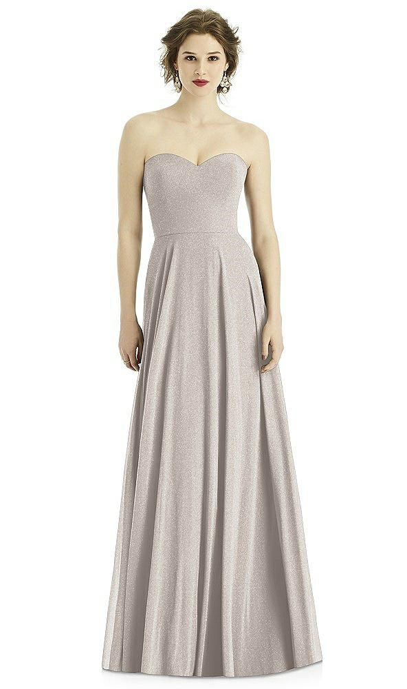 Front View - Taupe Silver After Six Shimmer Bridesmaid Dress 1504LS