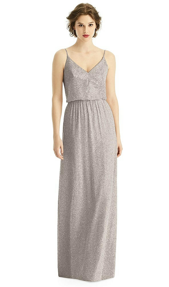 Front View - Taupe Silver After Six Shimmer Bridesmaid Dress 1506LS