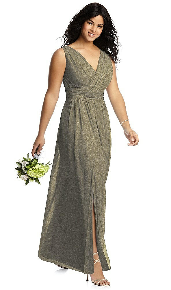 Front View - Mocha Gold Dessy Shimmer Bridesmaid Dress 2894LS
