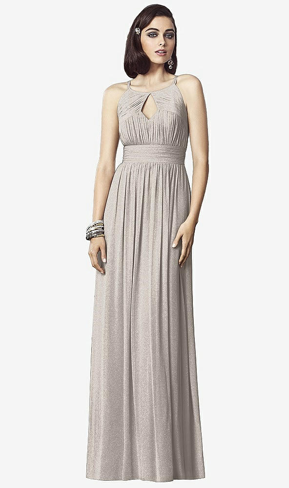 Front View - Taupe Silver Dessy Shimmer Bridesmaid Dress 2906LS