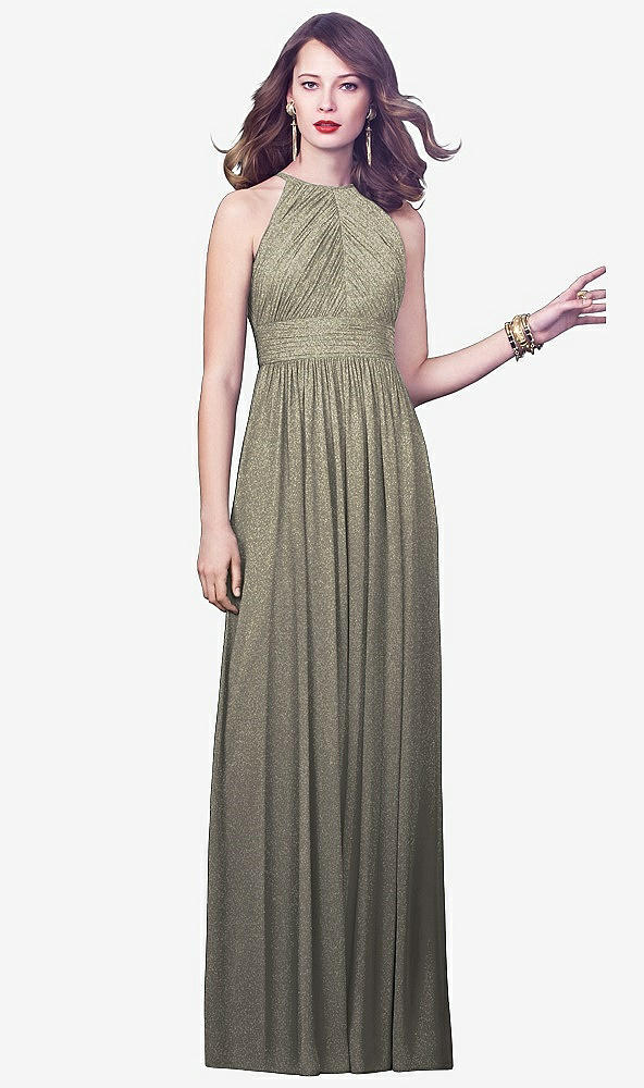 Front View - Mocha Gold Dessy Shimmer Bridesmaid Dress 2918LS