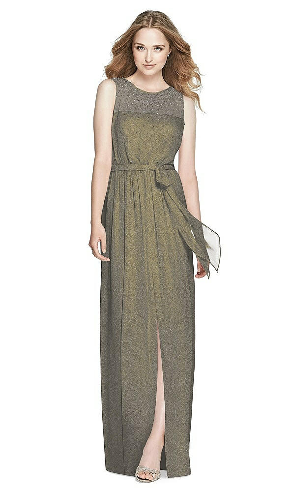 Front View - Mocha Gold Dessy Shimmer Bridesmaid Dress 3025LS