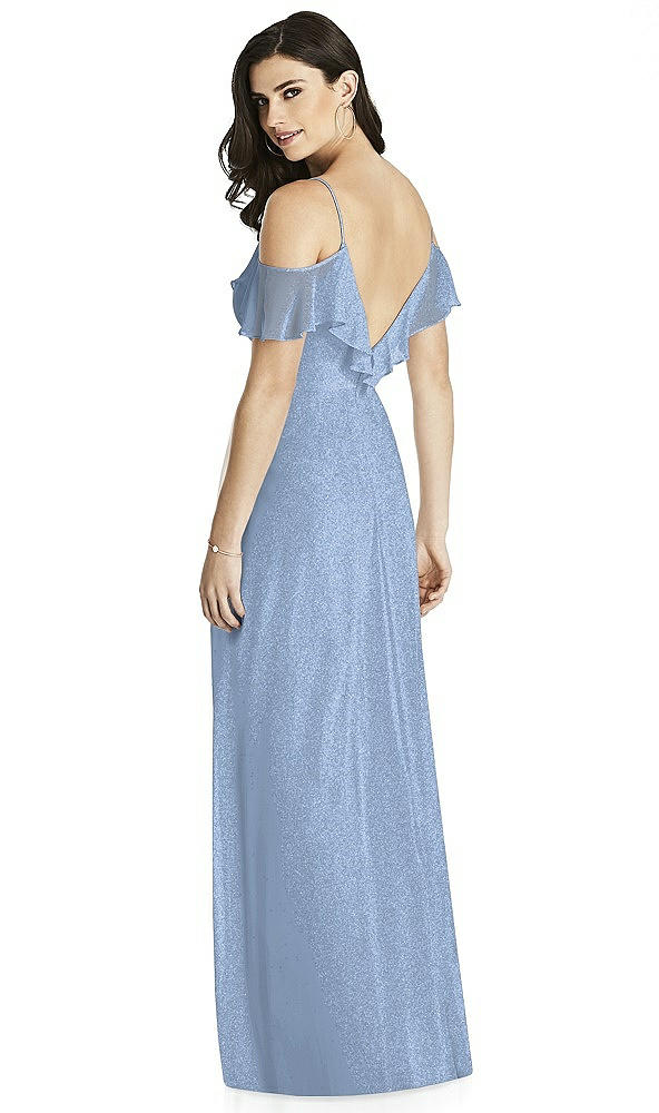 Back View - Cloudy Silver Dessy Shimmer Bridesmaid Dress 3020LS
