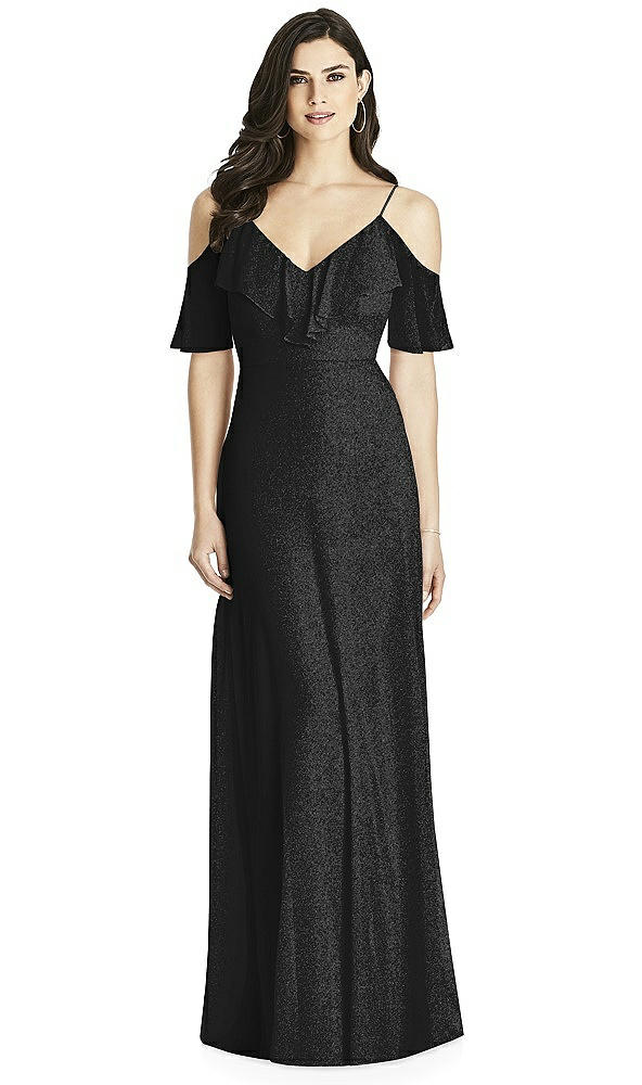 Front View - Black Silver Dessy Shimmer Bridesmaid Dress 3020LS