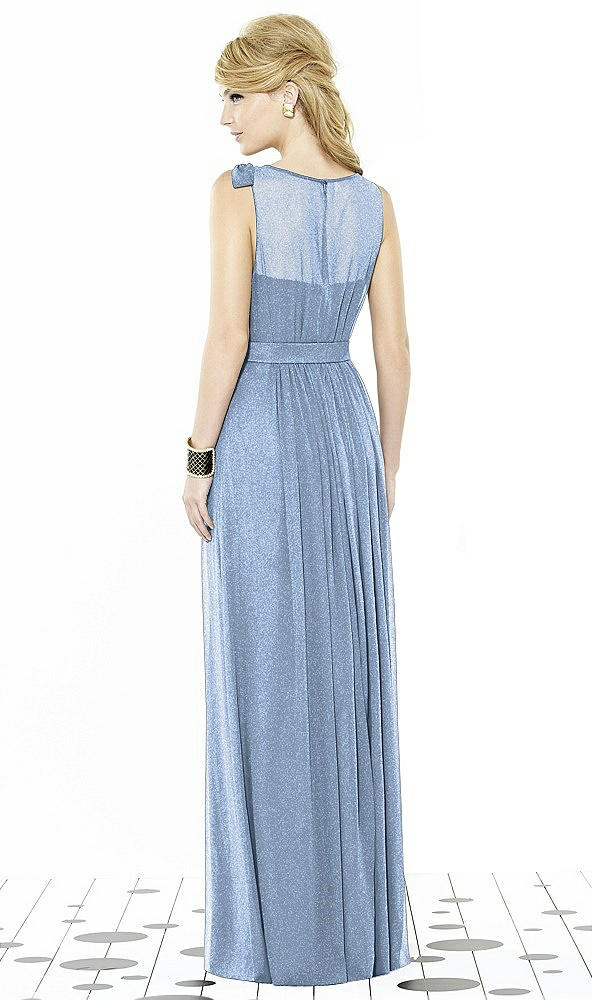 Back View - Cloudy Silver After Six Shimmer Bridesmaid Dress 6714LS
