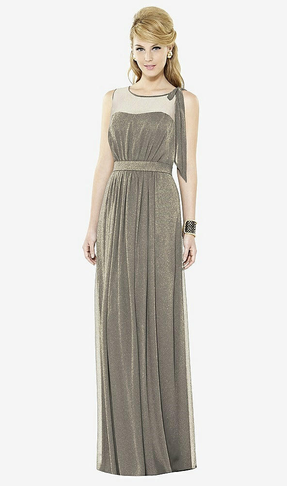 Front View - Mocha Gold After Six Shimmer Bridesmaid Dress 6714LS