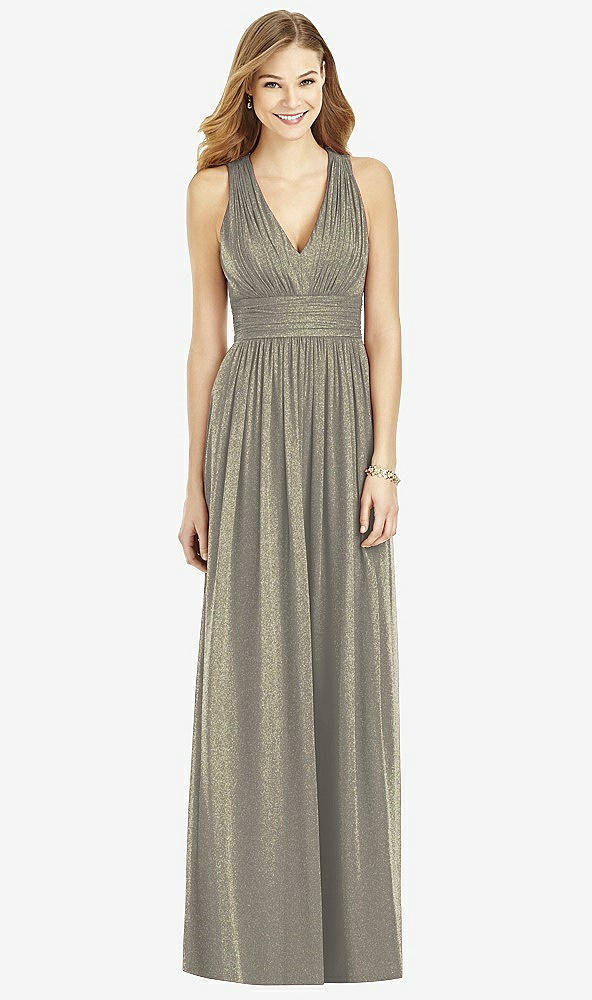 Front View - Mocha Gold After Six Shimmer Bridesmaid Dress 6752LS