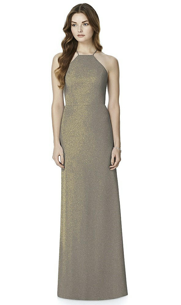 Front View - Mocha Gold After Six Shimmer Bridesmaid Dress 6762LS
