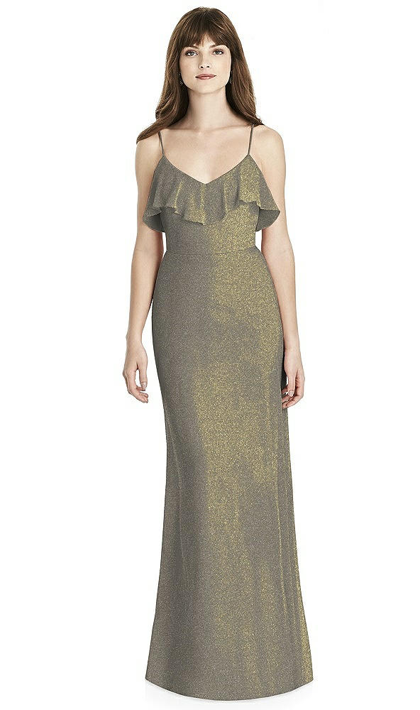 Front View - Mocha Gold After Six Shimmer Bridesmaid Dress 6780LS