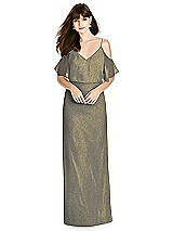 Front View Thumbnail - Mocha Gold After Six Shimmer Bridesmaid Dress 6781LS