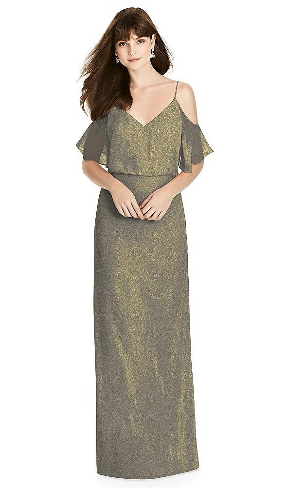 Front View - Mocha Gold After Six Shimmer Bridesmaid Dress 6781LS