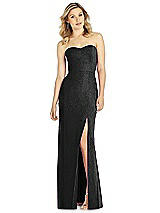 Front View Thumbnail - Black Silver After Six Shimmer Bridesmaid Dress 6803LS
