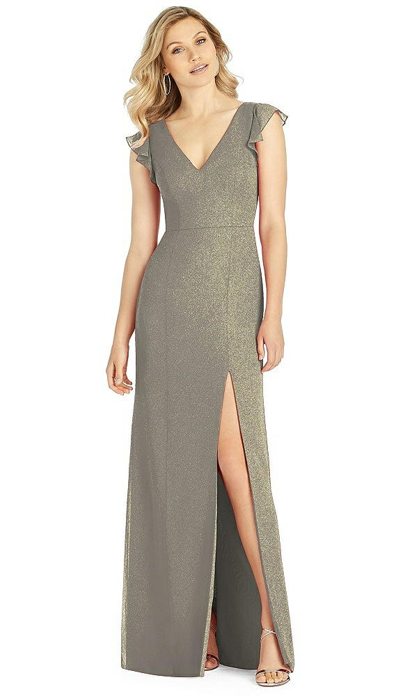 Front View - Mocha Gold After Six Shimmer Bridesmaid Dress 6810LS