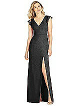 Front View Thumbnail - Black Silver After Six Shimmer Bridesmaid Dress 6810LS
