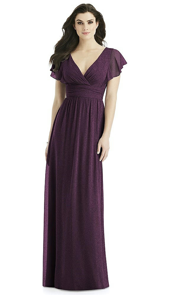 Front View - Aubergine Silver Studio Design Shimmer Bridesmaid Dress 4526LS