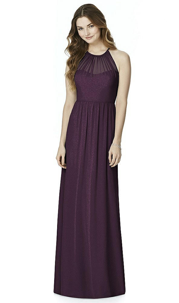 Front View - Aubergine Silver Bella Bridesmaids Shimmer Dress BB100LS