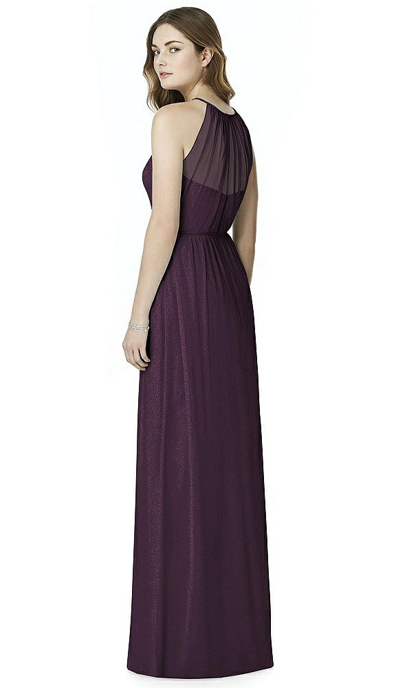 Back View - Aubergine Silver Bella Bridesmaids Shimmer Dress BB100LS