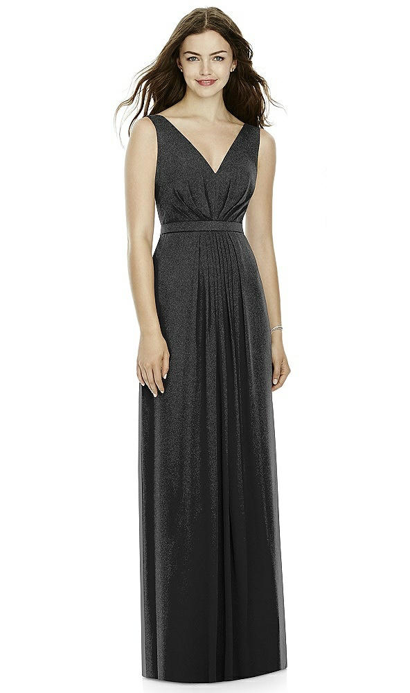 Front View - Black Silver Bella Bridesmaids Shimmer Dress BB103LS
