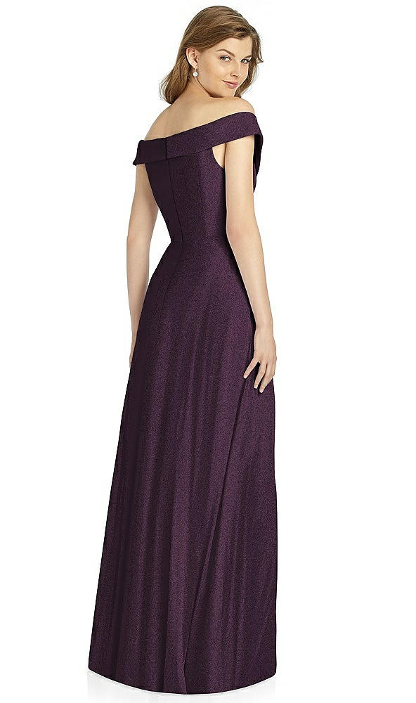 Back View - Aubergine Silver Bella Bridesmaid Shimmer Dress BB123LS