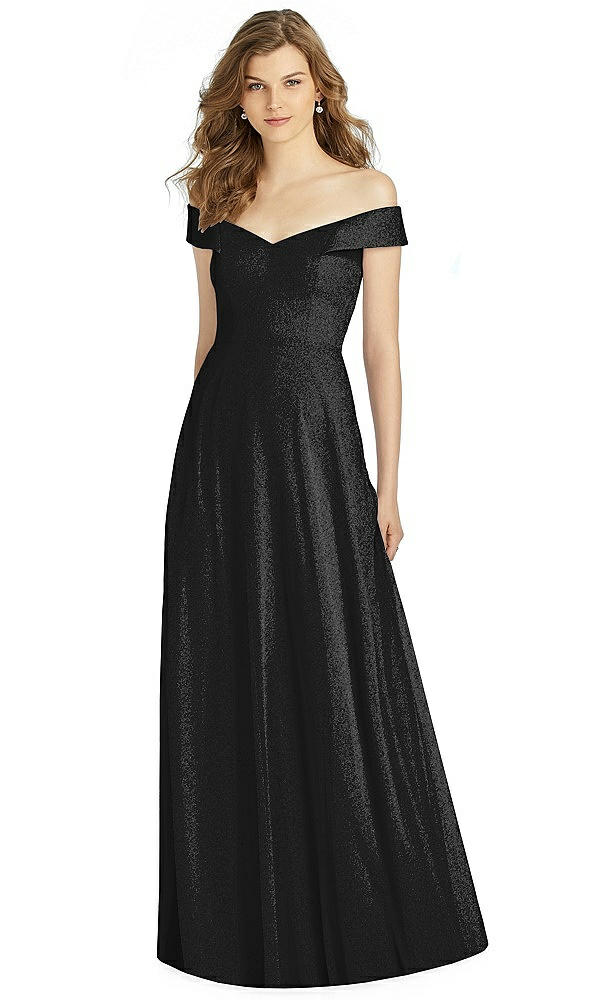 Front View - Black Silver Bella Bridesmaid Shimmer Dress BB123LS