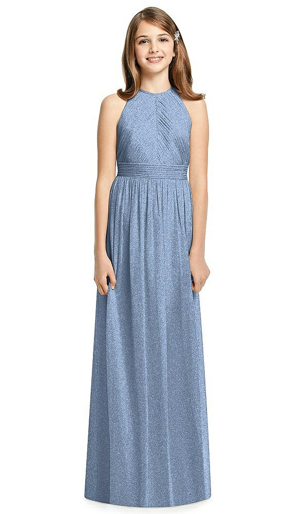 Front View - Cloudy Silver Dessy Shimmer Junior Bridesmaid Dress JR539LS