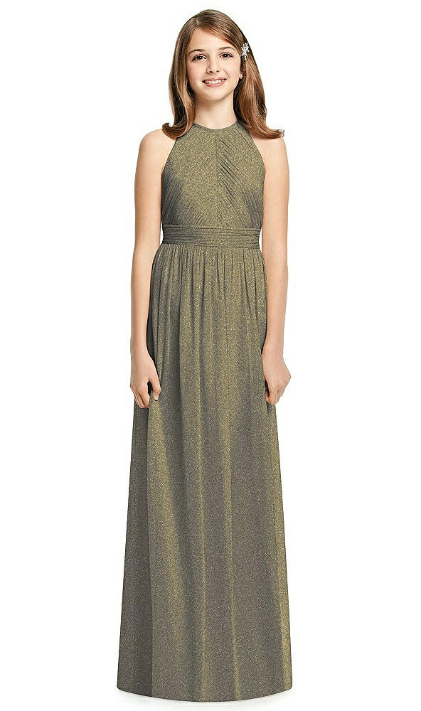 Front View - Mocha Gold Dessy Shimmer Junior Bridesmaid Dress JR539LS