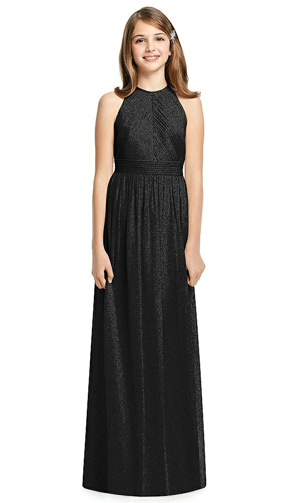 Front View - Black Silver Dessy Shimmer Junior Bridesmaid Dress JR539LS