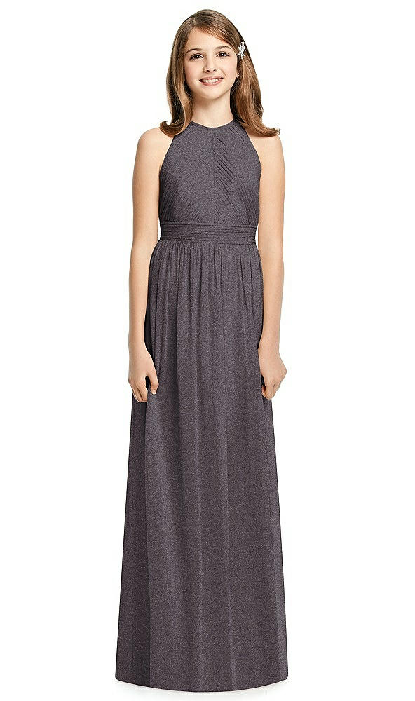 Front View - Stormy Silver Dessy Shimmer Junior Bridesmaid Dress JR539LS