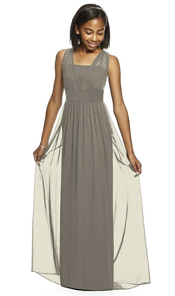 Front View - Mocha Gold Dessy Shimmer Junior Bridesmaid Dress JR543LS