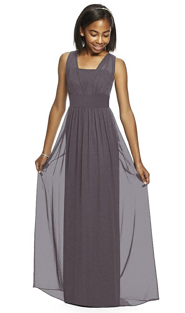 Front View - Stormy Silver Dessy Shimmer Junior Bridesmaid Dress JR543LS