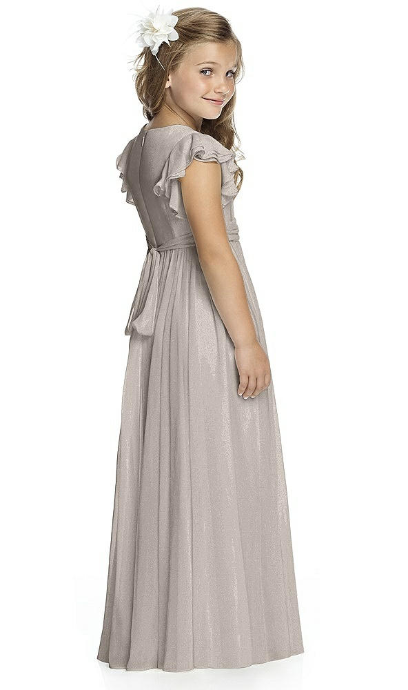Back View - Taupe Silver Flower Girl Shimmer Dress FL4038LS