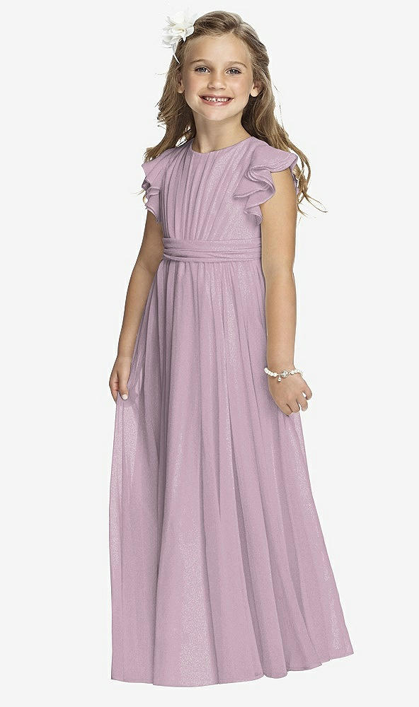 Front View - Suede Rose Silver Flower Girl Shimmer Dress FL4038LS