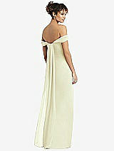 Rear View Thumbnail - Butter Yellow Draped Off-the-Shoulder Maxi Dress with Shirred Streamer