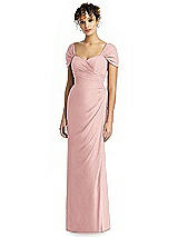 Alt View 1 Thumbnail - Rose Draped Off-the-Shoulder Maxi Dress with Shirred Streamer