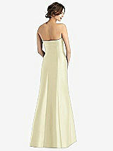 Rear View Thumbnail - Butter Yellow Strapless Satin Trumpet Gown with Front Slit