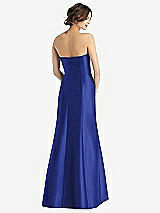 Rear View Thumbnail - Cobalt Blue Strapless Satin Trumpet Gown with Front Slit
