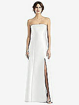 Front View Thumbnail - White Strapless Satin Trumpet Gown with Front Slit