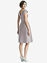Rear View Thumbnail - Cashmere Gray Cap Sleeve Pleated Cocktail Dress with Pockets