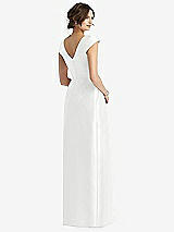 Rear View Thumbnail - White Cap Sleeve Pleated Skirt Dress with Pockets