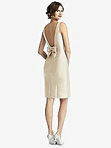 Front View Thumbnail - Champagne Bow Open-Back Satin Cocktail Dress with Front Slit