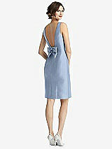 Front View Thumbnail - Cloudy Bow Open-Back Satin Cocktail Dress with Front Slit