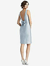 Front View Thumbnail - Mist Bow Open-Back Satin Cocktail Dress with Front Slit