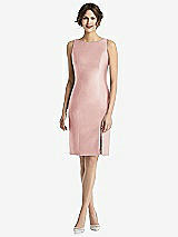 Rear View Thumbnail - Rose Bow Open-Back Satin Cocktail Dress with Front Slit