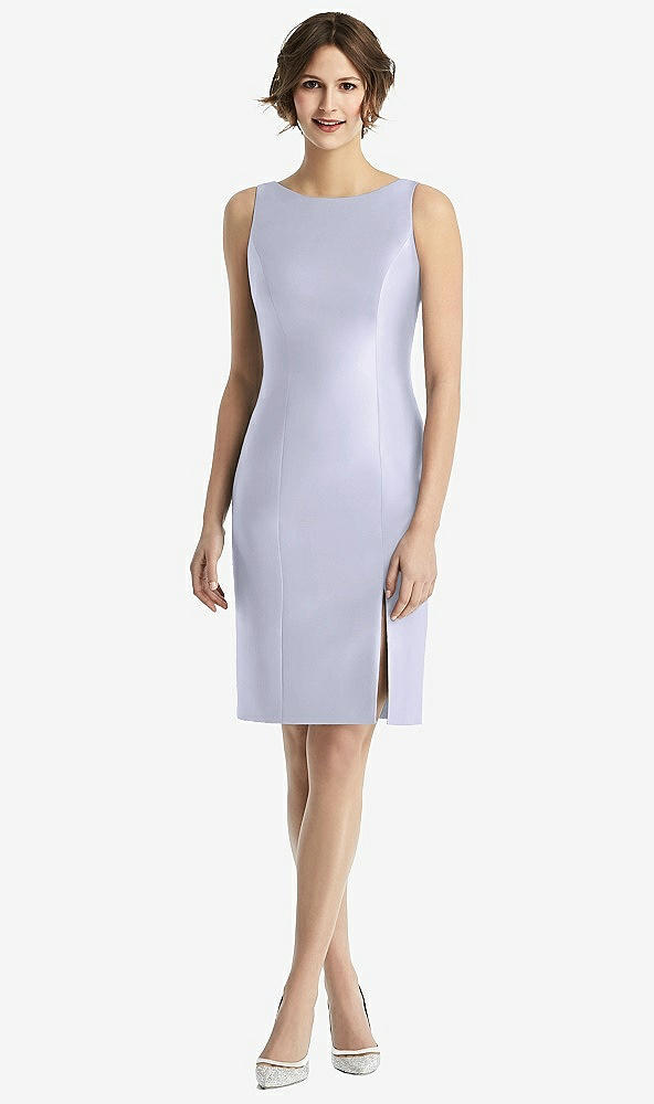 Back View - Silver Dove Bow Open-Back Satin Cocktail Dress with Front Slit