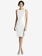 Rear View Thumbnail - White Bow Open-Back Satin Cocktail Dress with Front Slit
