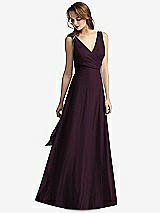 Front View Thumbnail - Deep Plum Sleeveless V-Neck Chiffon Wrap Dress