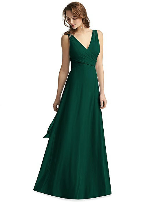 Sleeveless V-Neck Chiffon Wrap Dress