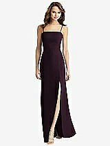 Alt View 2 Thumbnail - Deep Plum Tie-Back Cutout Trumpet Gown with Front Slit