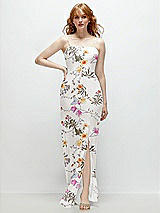 Front View Thumbnail - Butterfly Botanica Ivory Tie-Back Cutout Trumpet Gown with Front Slit