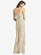 Alt View 3 Thumbnail - Butter Yellow Floral Tie-Back Cutout Trumpet Gown with Front Slit
